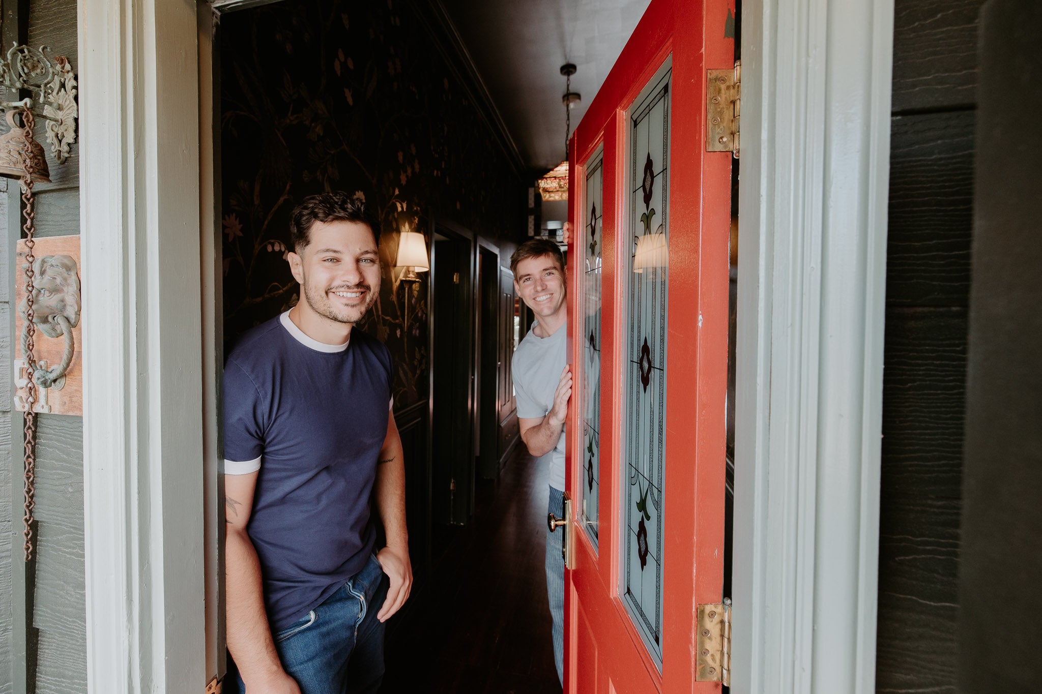 Jordan and Dane welcoming visitors through the front door
